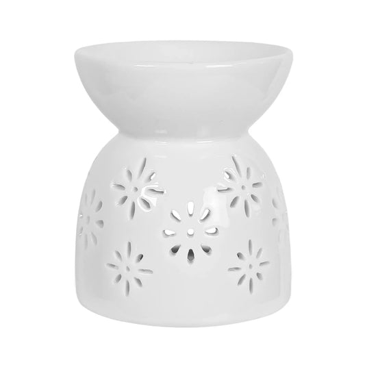 Quemador de Cera para Wax Melts - Calentador de Cera Aromática de Cerámica - Blanco - Diseño Estrellas - Candle Craft