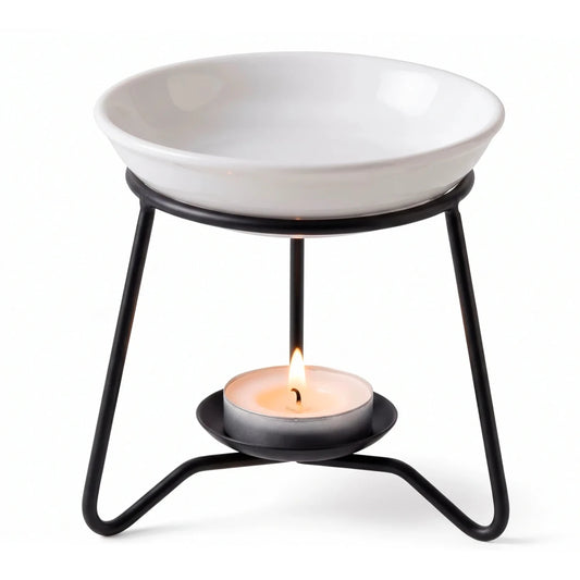 Quemador de Cera para Wax Melts - Calentador de Cera Aromática de Cerámica - Negro - Diseño Trípode - Candle Craft
