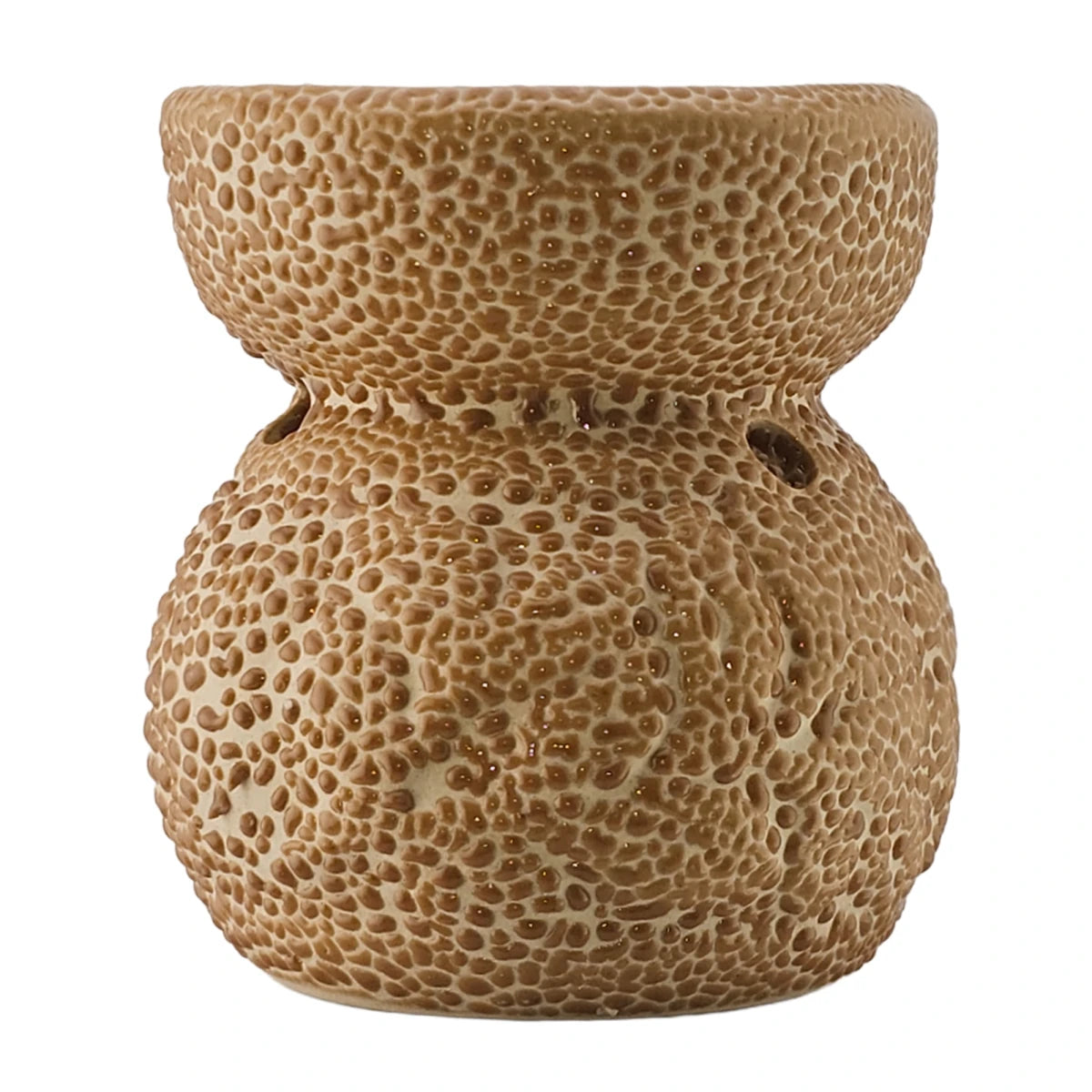 Quemador de Cera Redondo - Fundidor de Cerámica para Wax Melts - Café con Relieve - Candle Craft
