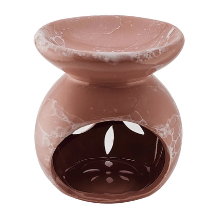 Quemador de Cera Redondo - Fundidor de Cerámica para Wax Melts - Rosa y Blanco - Diseño Flor - Candle Craft