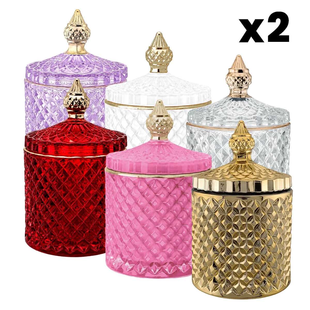 Set: 12 Piezas (2x 6 Colores) - 300ml - París Vaso de Lujo de Vidrio para Velas Con Oro - Candle Craft