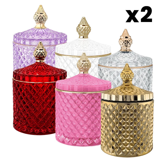 Set: 12 Piezas (2x 6 Colores) - 300ml - París Vaso de Lujo de Vidrio para Velas Con Oro - Candle Craft