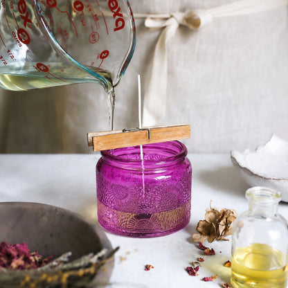 Set: 12 Piezas (2x 6 Colores con Relieve) - 140ml Londres - Frasco Vaso de vidrio para velas - Candle Craft