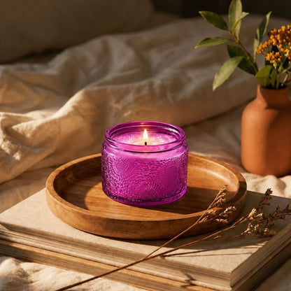 Set: 12 Piezas (2x 6 Colores con Relieve) - 140ml Londres - Frasco Vaso de vidrio para velas - Candle Craft