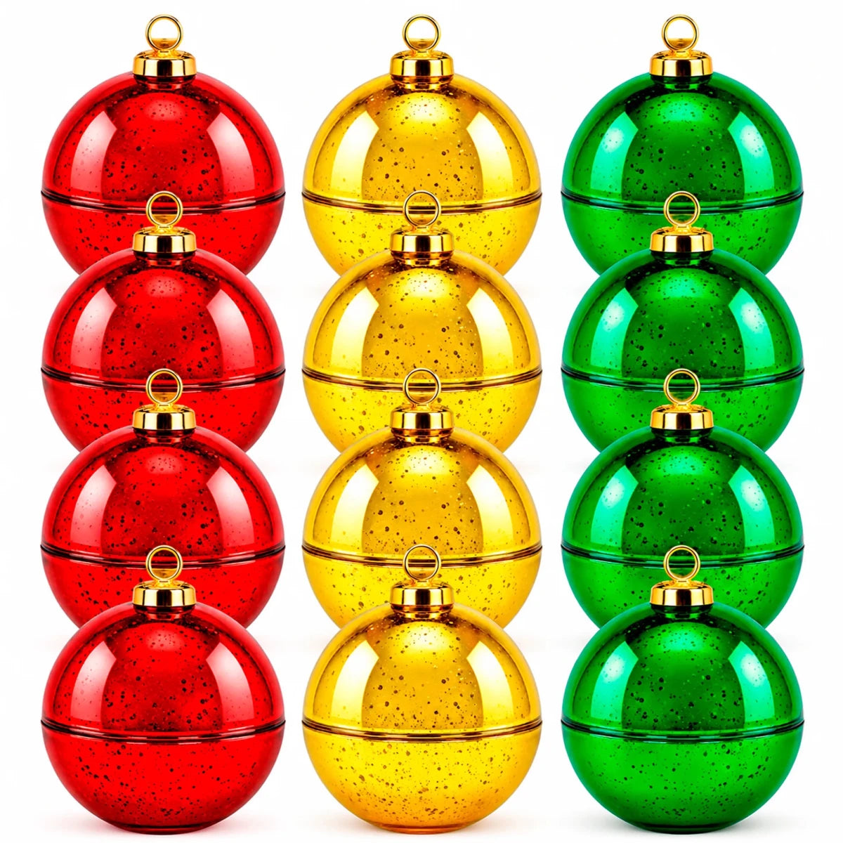 Set: 12 Piezas (4x 3 Colores): Esfera de Navidad de Vidrio para Velas Navideñas 260ml - Candle Craft