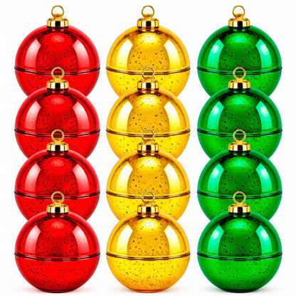 Set: 12 Piezas (4x 3 Colores): Esfera de Navidad de Vidrio para Velas Navideñas 260ml - Candle Craft