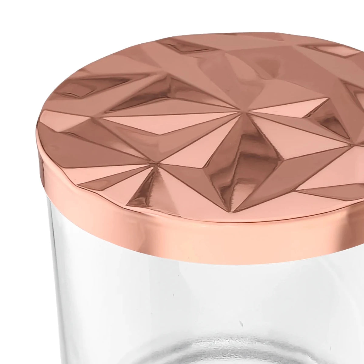 Tapa de Aluminio M para vasos de velas - Diseño Diamantado - Tapa para Vela Color Oro Rosado Metálico - Candle Craft