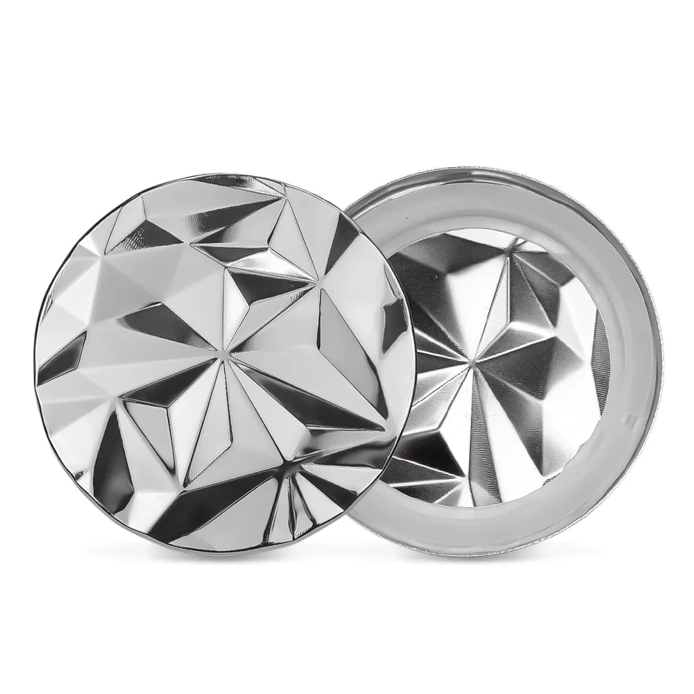 Tapa de Aluminio M para vasos de velas - Diseño Diamantado - Tapa para Vela Color Plata Metálico - Candle Craft