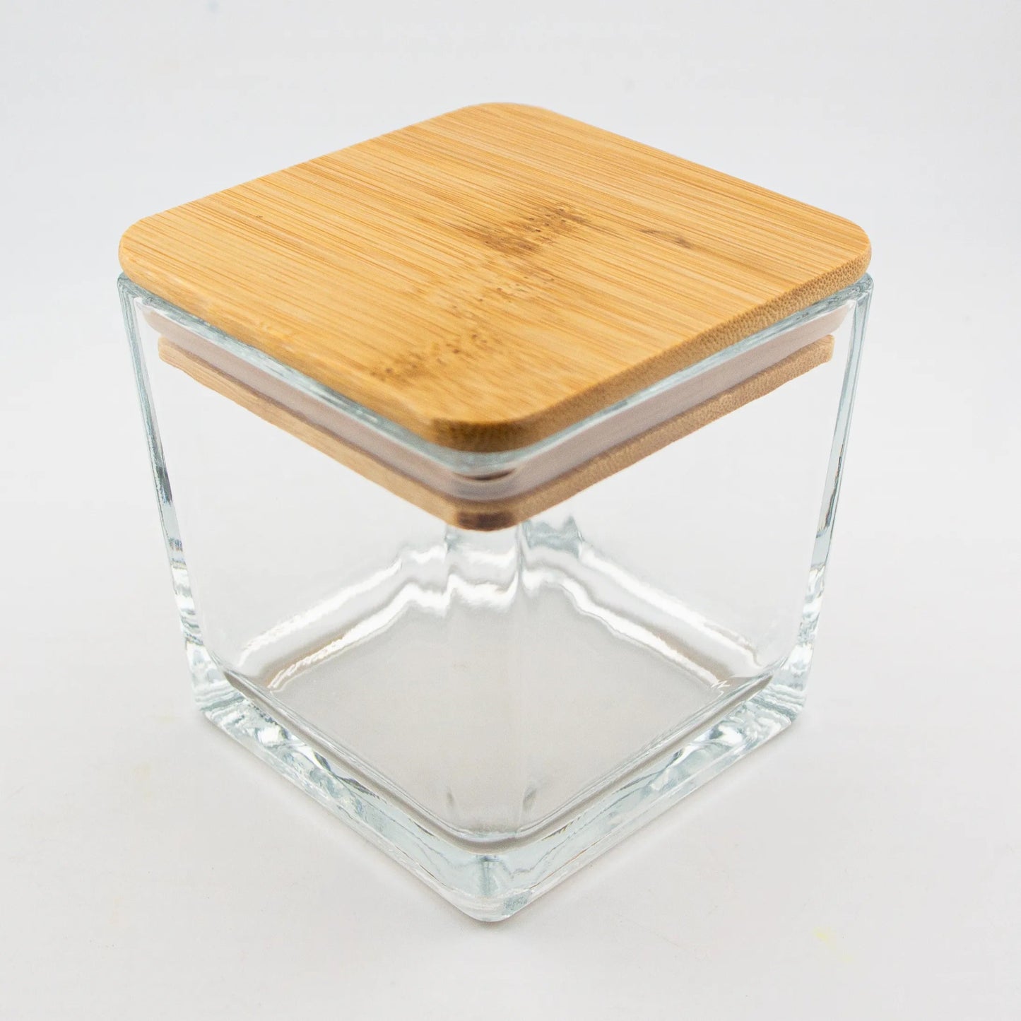 Tapa de Bambú Cuadrada con Anillo de Silicón para Vasos de Velas - 10x10cm - Natural - Candle Craft