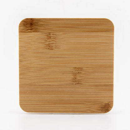 Tapa de Bambú Cuadrada con Anillo de Silicón para Vasos de Velas - 10x10cm - Natural - Candle Craft