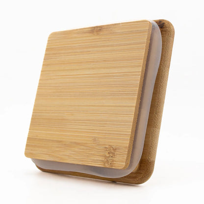 Tapa de Bambú Cuadrada con Anillo de Silicón para Vasos de Velas - 10x10cm - Natural - Candle Craft