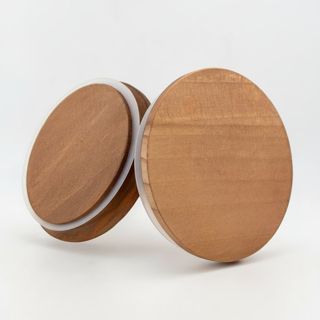 Tapa de Madera Pino Horneado XL con Anillo de Silicón para Vasos de Velas - Natural - Candle Craft