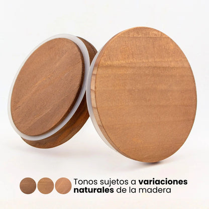 Tapa de Madera Pino Horneado XL con Anillo de Silicón para Vasos de Velas - Natural - Candle Craft