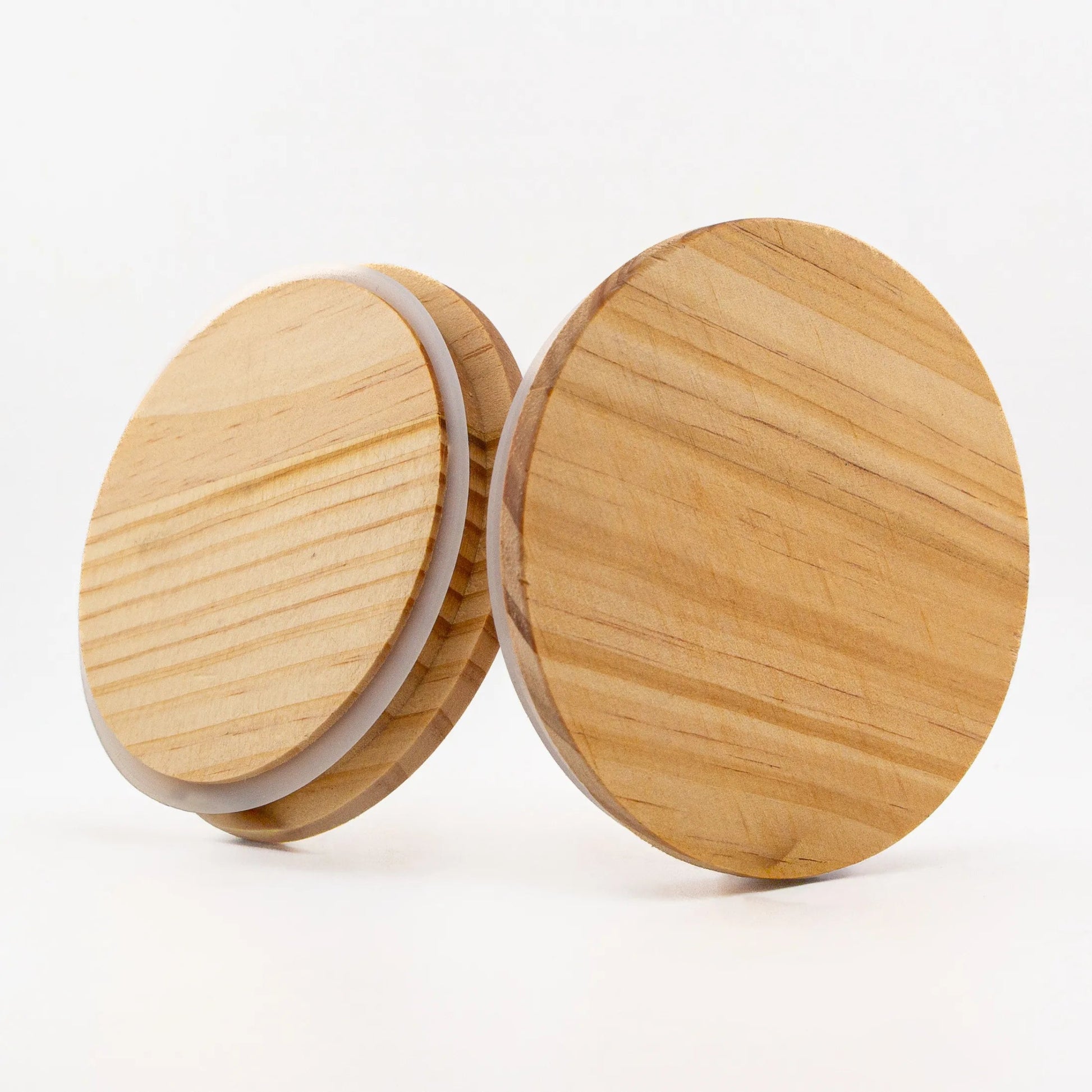 Tapa de Madera Pino Natural XL - Con Anillo de Silicón para Vasos de Velas - Candle Craft