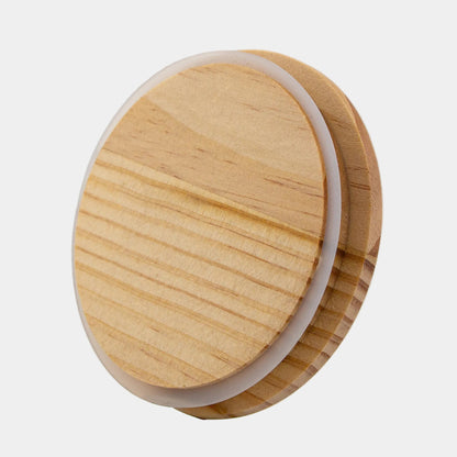 Tapa de Madera Pino Natural XL - Con Anillo de Silicón para Vasos de Velas - Candle Craft
