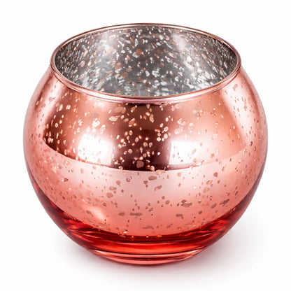 Votivos Portavelas Pecera - Vaso de vidrio para velas redonda - Oro Rosado con Salpicaduras - Candle Craft
