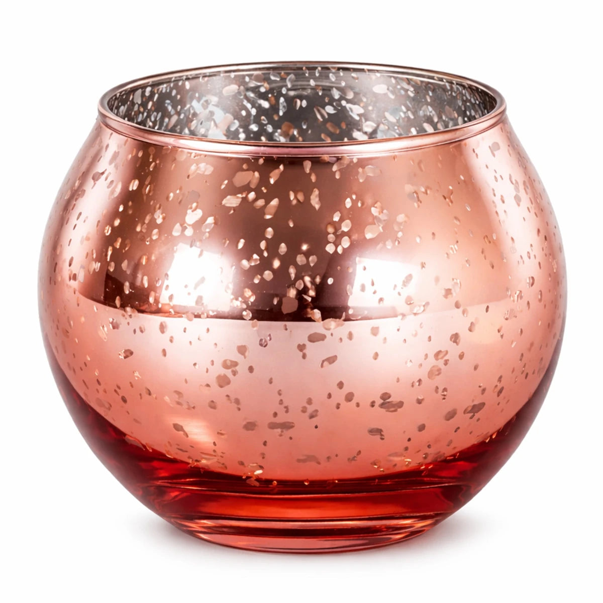 Votivos Portavelas Pecera - Vaso de vidrio para velas redonda - Oro Rosado con Salpicaduras - Candle Craft