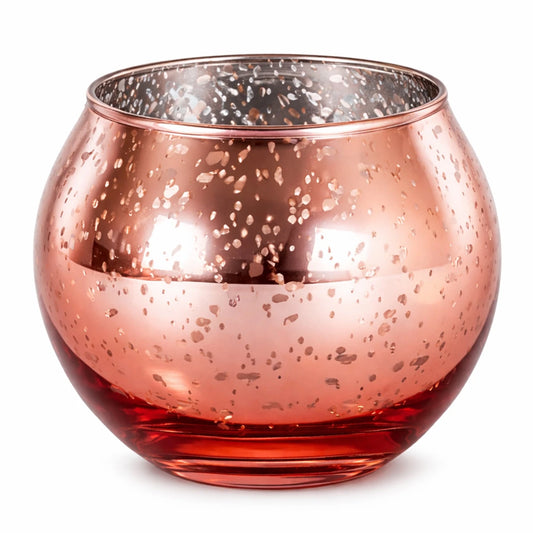 Votivos Portavelas Pecera - Vaso de vidrio para velas redonda - Oro Rosado con Salpicaduras - Candle Craft