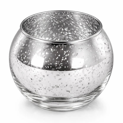 Votivos Portavelas Pecera - Vaso de vidrio para velas redonda - Plata con Salpicaduras - Candle Craft