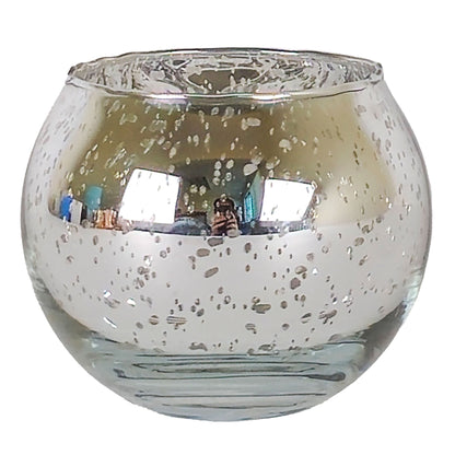 Votivos Portavelas Pecera - Vaso de vidrio para velas redonda - Plata con Salpicaduras - Candle Craft