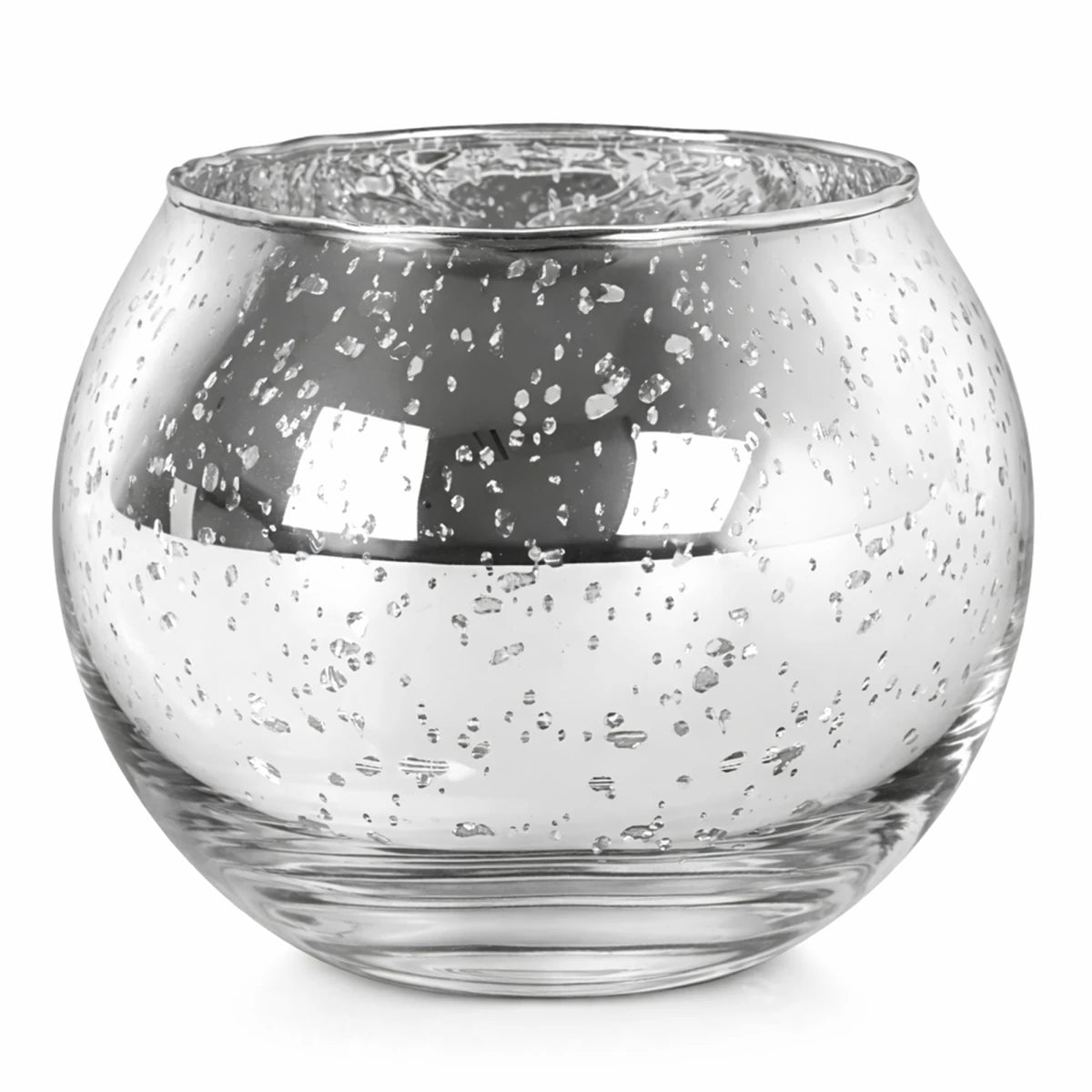 Votivos Portavelas Pecera - Vaso de vidrio para velas redonda - Plata con Salpicaduras - Candle Craft