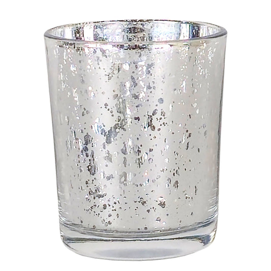 Votivos Portavelas Vaso de vidrio para velas - Plata con Salpicaduras - Candle Craft